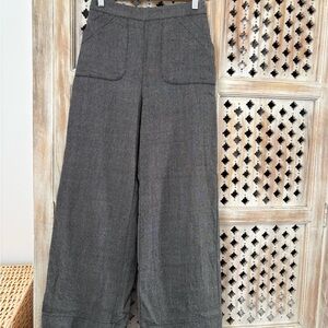 Gray herringbone Wide-Leg Trousers